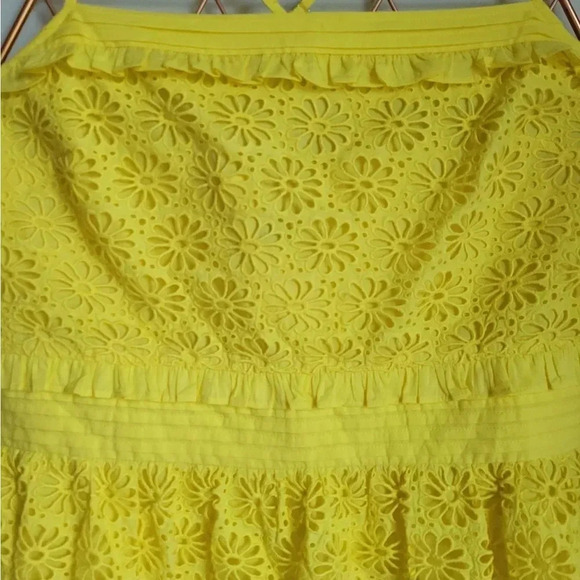 J. Crew, New, Yellow Cross Back Smocked Waist Peplum Eyelet Top, Size XL - Picture 5 of 15